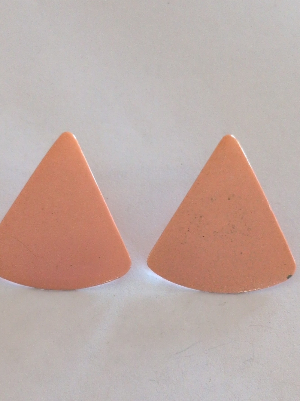 Peach Triangle Stud Earrings - Minimal Geometric